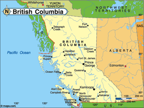 Map of British Columbia