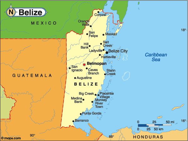 Map of Belize