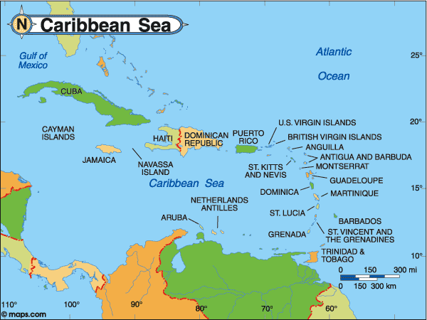 Map of the Caribbean Islands