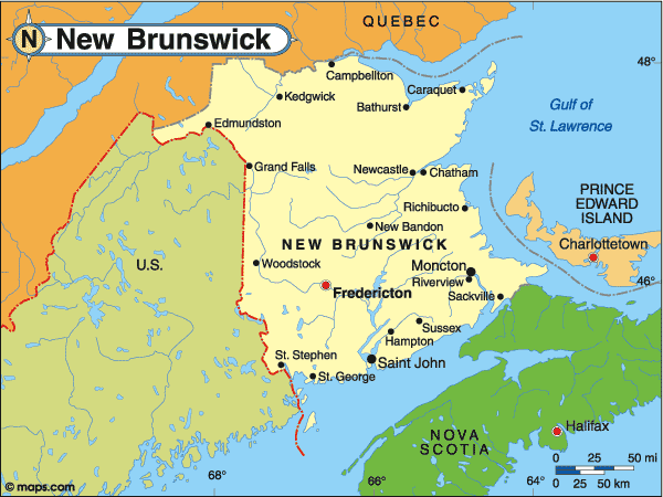 Map of New Brunswick