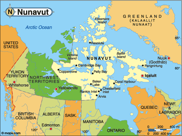 Map of Nunavut