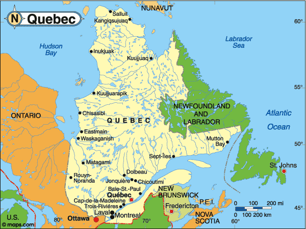 Map of Quebec