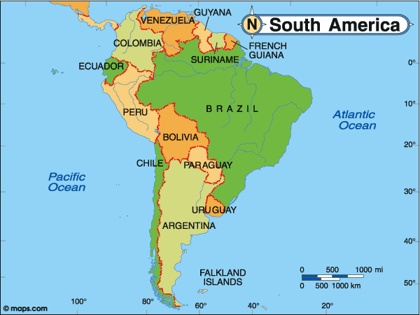 Map of South America